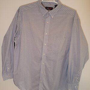 Shirt, Long, Roundtree & Yorke TravelSmart, Blue White Plaid, 2XT